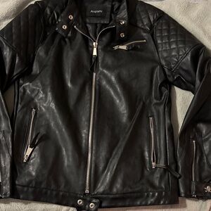 Black Women’s Leather Jacket with skull accents